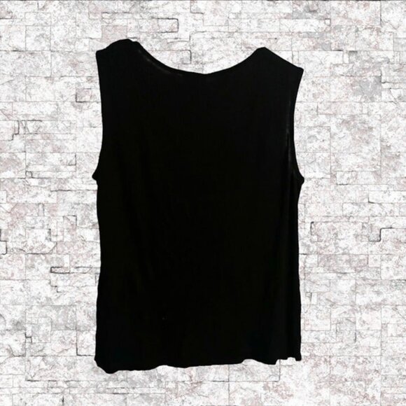 Bobeau Black Sleeveless Tank Top Tunic with Embroidered Design & Tassels Size L - Picture 3 of 11